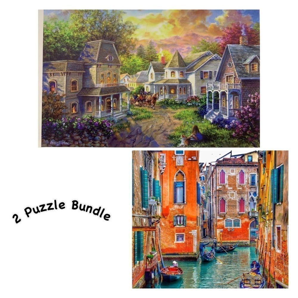 2 puzzle bundle. Country houses and Venice canals